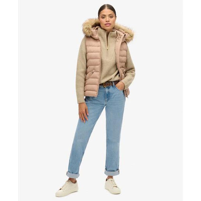 Superdry Fuji Faux Fur Hooded Gilet image number 3
